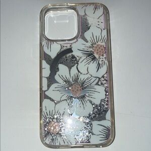 Kate Spade White Floral Glitter Phone Case